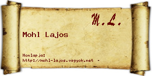 Mohl Lajos névjegykártya